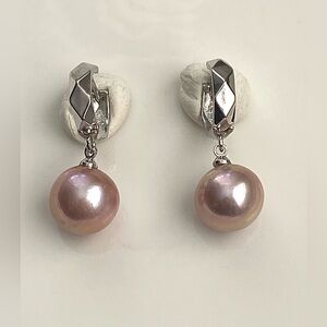 E126-High Quality S925 Metallic Pink Edison Pearl Earring